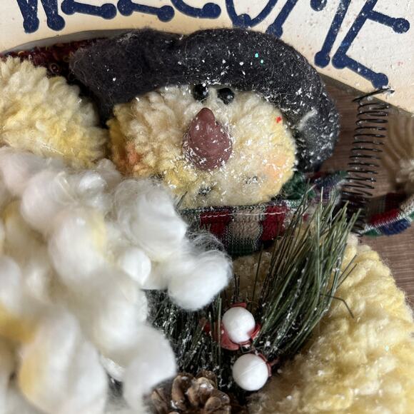 Christmas “Warm Welcome” Door Hanger – Santa & Snowman Holding Hands, Holiday - Picture 3 of 10